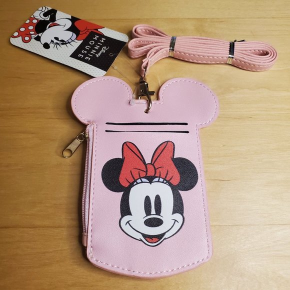 Disney Handbags - SOLD! - Disney Minnie Mouse Pink Lanyard ID Card Badge Holder Wallet Concept One